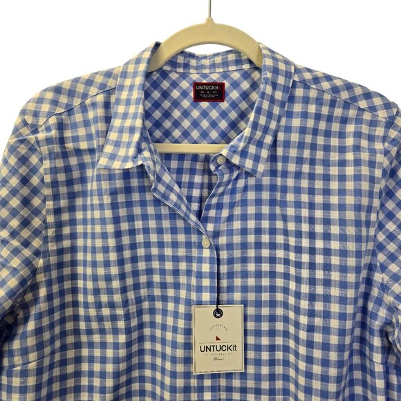 NWT UNTUCKit Rebeche Gingham Print Long Sleeve Button Down Shirt Size 16 - Picture 5 of 6